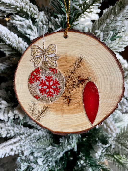 Christmas Bulbs on Pine Limb