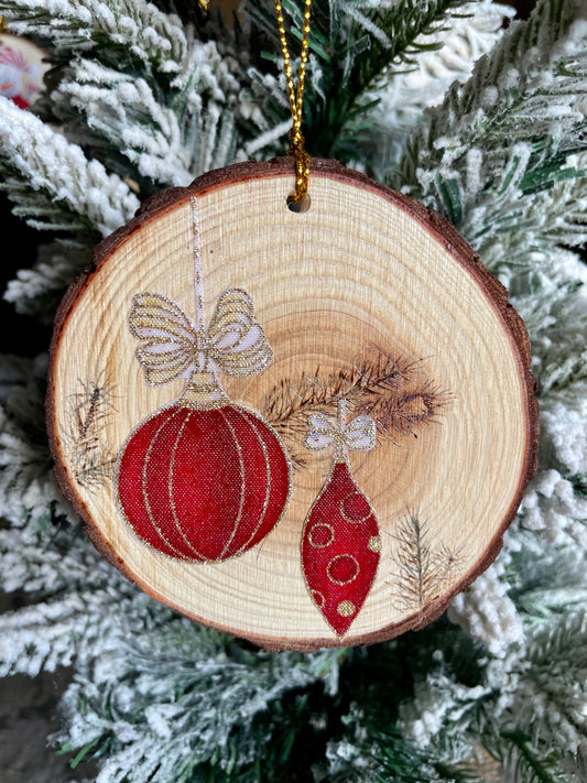 Christmas Bulbs on Pine Limb